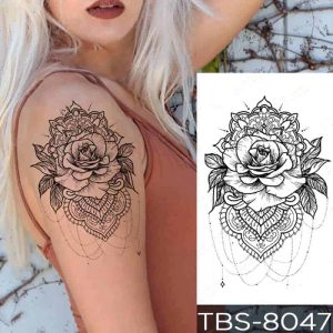 Tattoo-Aufkleber - Rose in geometrischem Muster