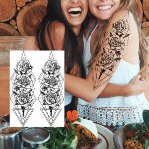 Temporäres Tattoo geometrische Rosen