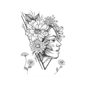 Temporäres Tattoo Gesicht mit Blumen