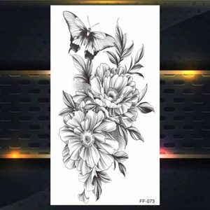 Temporäres Tattoo - Schmetterling und Rose