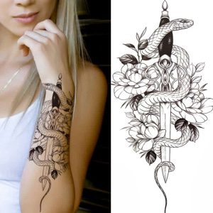 Temporäres Tattoo - Schwert und Schlange
