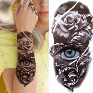 Temporäres Tattoo - Spirituelles Auge mit Rose